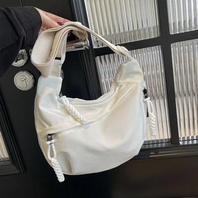 Solid Nylon Casual Hobos Shoulder Bags Simple Sewing Thread Popularity Crossbody Bags for Women  Fashion Hot Sale