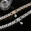 1PC Light Luxury Full Diamond Tassel Pearl Water Drop Flower Necklace Women, Fashion High Sense Luxury Collarbone Chain