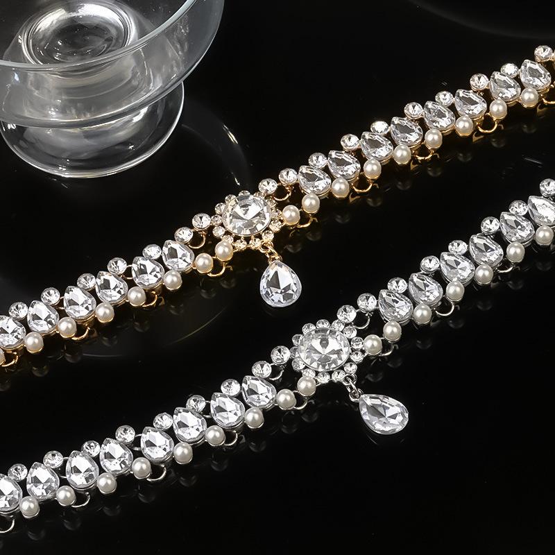 1PC Light Luxury Full Diamond Tassel Pearl Water Drop Flower Necklace Women, Fashion High Sense Luxury Collarbone Chain