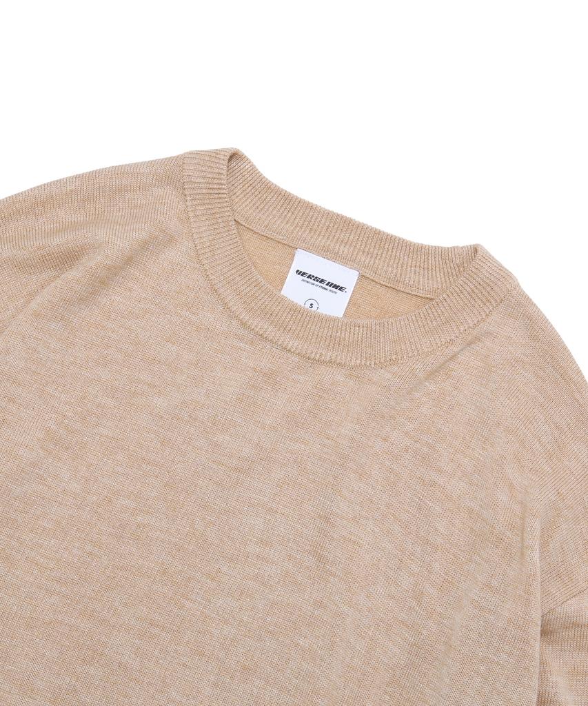 VERSE ONE Merino Wool Basic Knit Sweater Beige