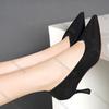 Comemore Pointed Toe Single Shoes High Heels Simple Solid Color Knitting pumps Woman Shoes Spring Autumn solid heels for women