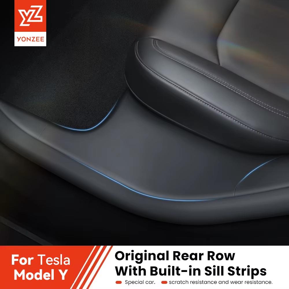 YZ For Tesla Model Y Juniper Rear Door Sill Protective Pad Cover Guards Threshold Bumper Strip Sill Car Accessories