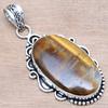 Pendant Tiger's Eye Gemstone Handmade Mother'Day Silver Jewelry 2.25"