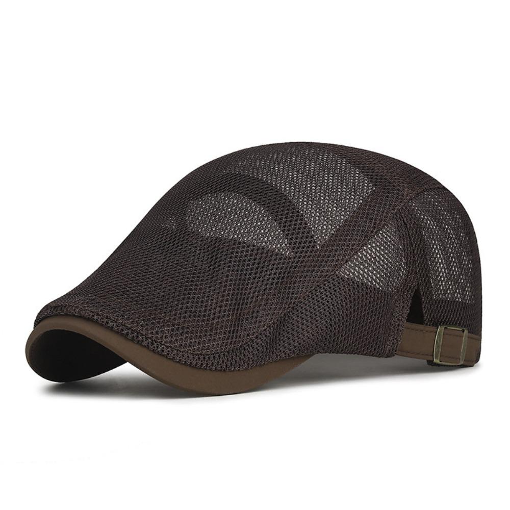 Casual Outdoor Beret Men's Hat Breathable Mesh Forward Cap Spring Summer Adjustable Thin Sun Hats Flat Gorras