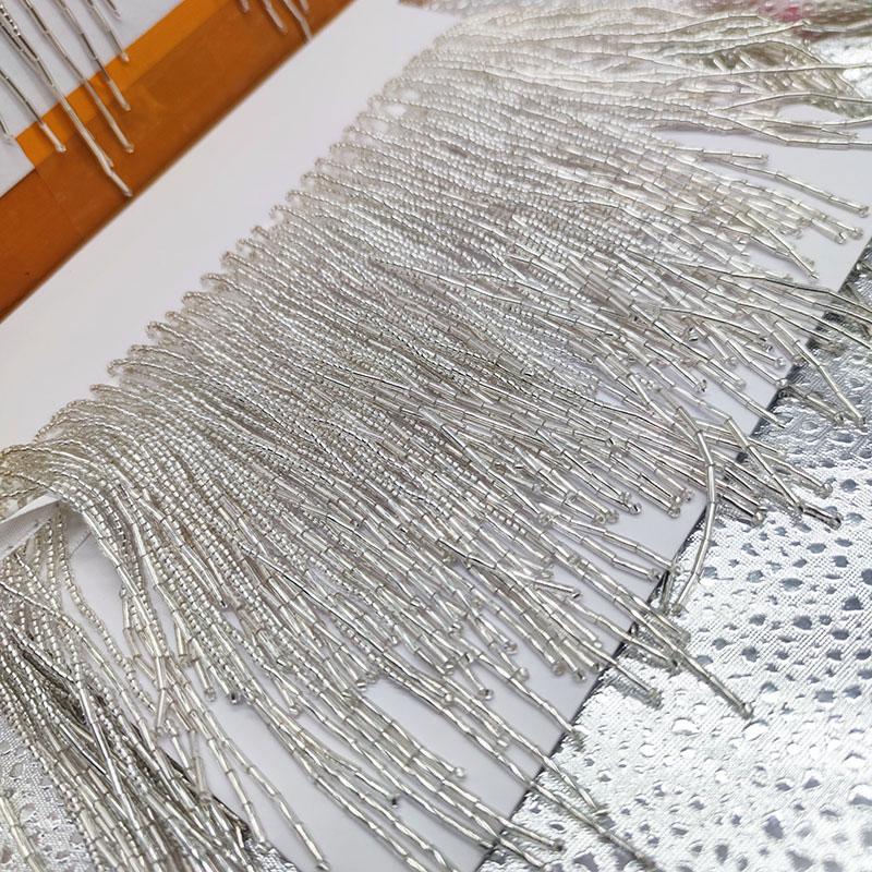 45cm Verschlüsselt Manuell Nagel Perlen Quaste Spitze Mehrfarbig Anhänger Perlenbesatz Fransen DIY Bühnenkleidung Heimvorhang Dekorativ