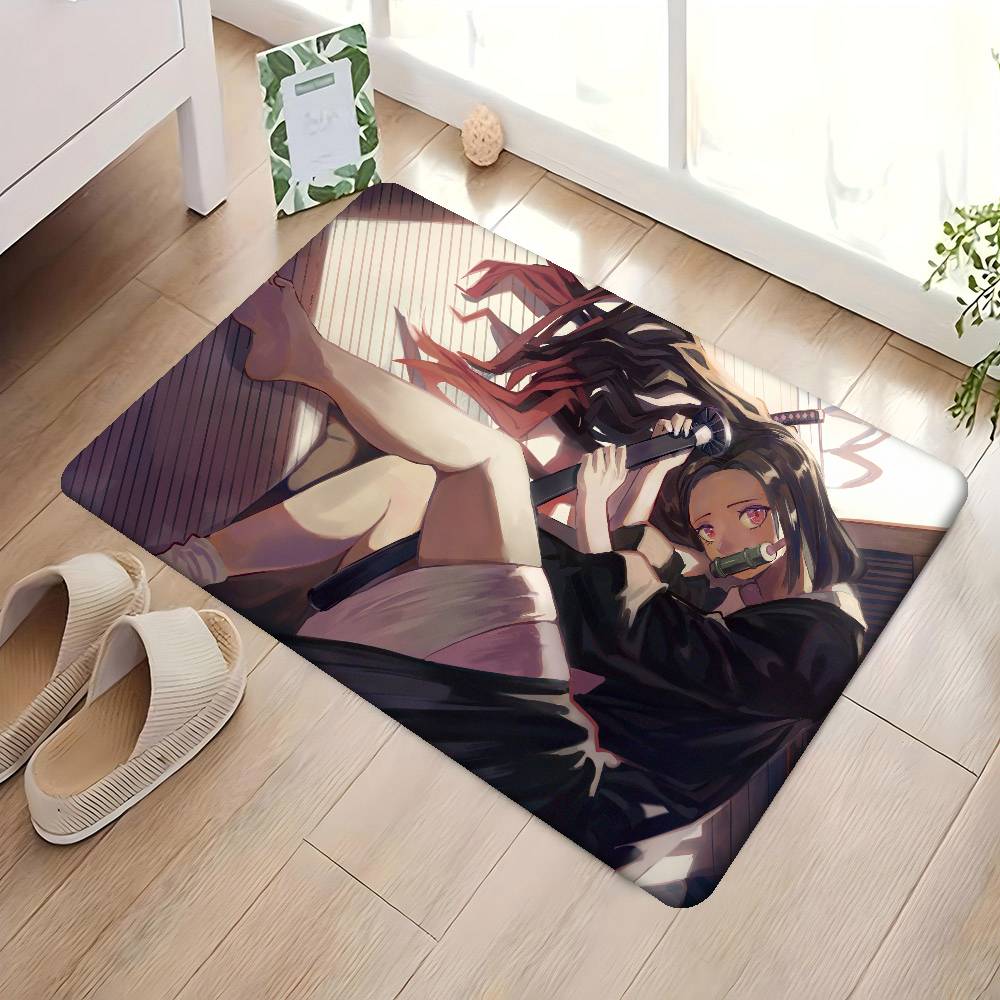 1PC Anime Charater Nezuko Door Mat Washable Non-Slip Living Room Sofa Chairs Area Mat Kitchen Doormat Area Rug