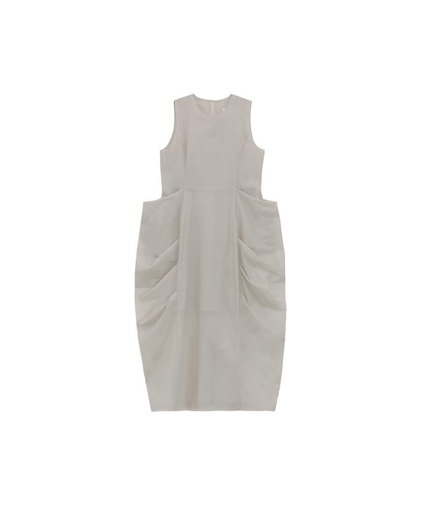 Teulimingbeodeu Drape Pocket Sleeveless Dress [ Cream ]