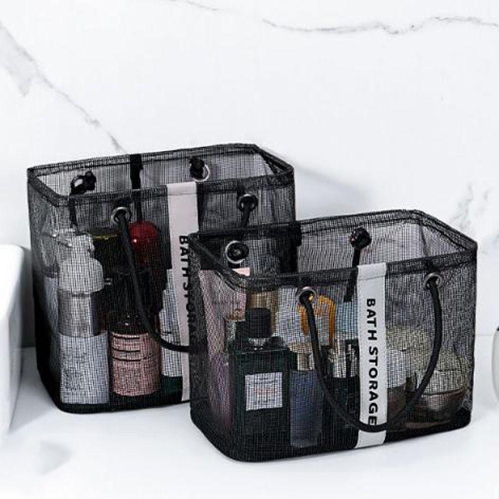 Breathable Mesh Toiletry Bag Large Capacity Makeup Tote Handbag Cosmetic Bag  Swimming