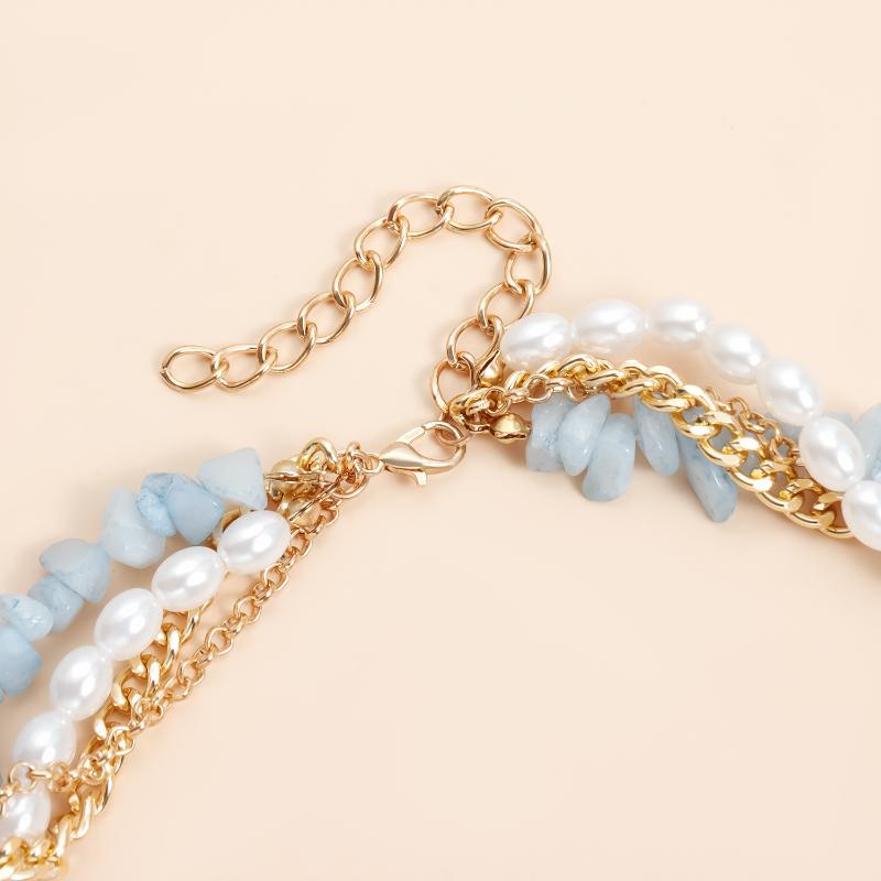 Fashion Elegant Heart Beaded Necklace Boho Irregular Crystal Design for Women Casual Office Date Matching Jewelry Gift
