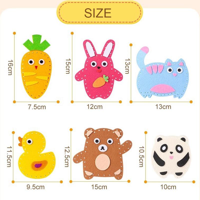 6-Piece Felt Sewing Craft Kit With Full Material Set - Diy Plush Doll Ornaments Gift For Kids