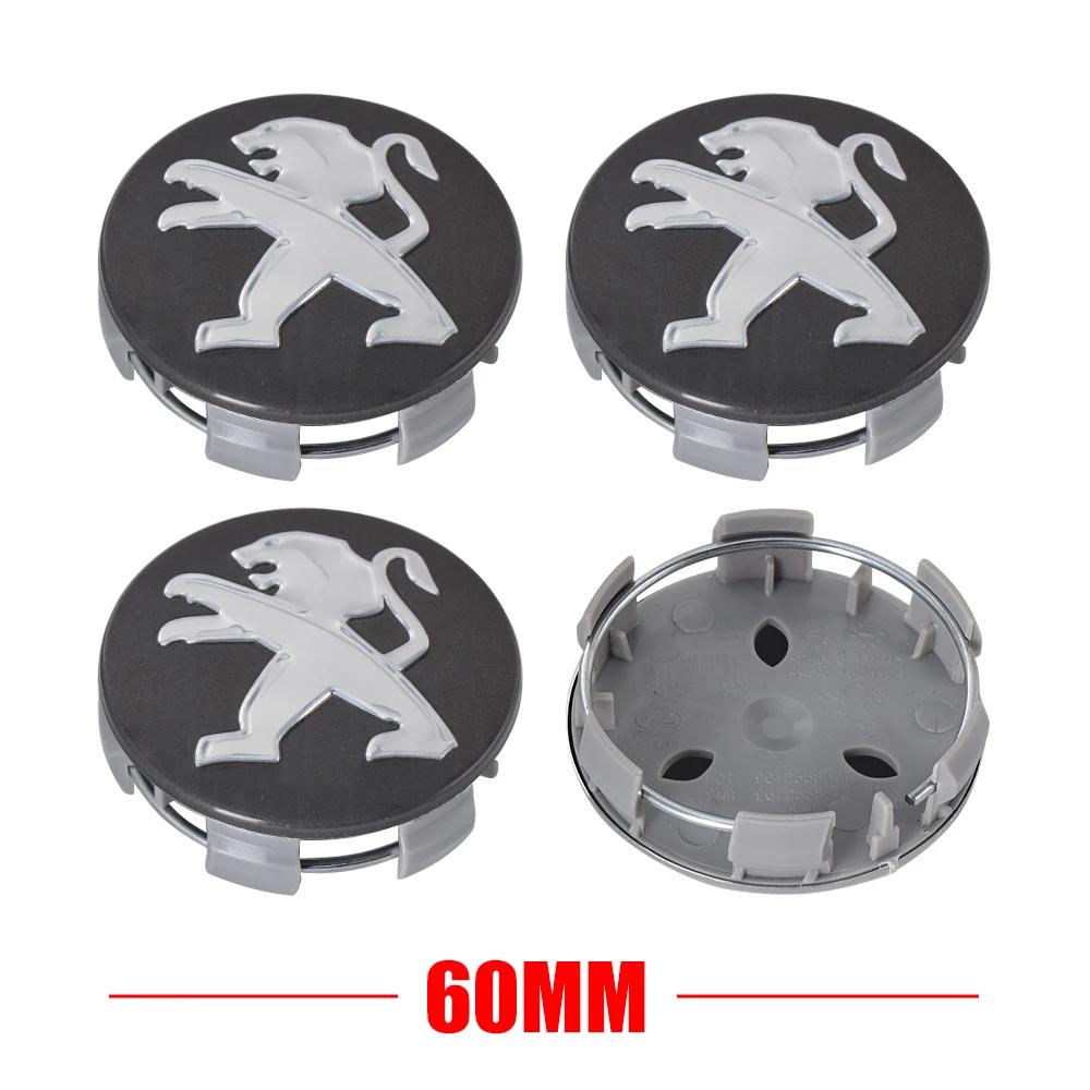 2026 Hot Car Sticker 56/60MM 4pcs Car Wheel Center Hub Cap Badge Cover For Peugeot 2008 3008 4008 5008 207 208 307 308 107 408 1