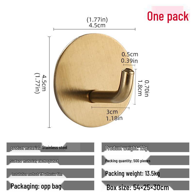 304 Stainless Steel Adhesive Clothes Hook - Punch-Free, Strong Hold, Behind-Door Mount
