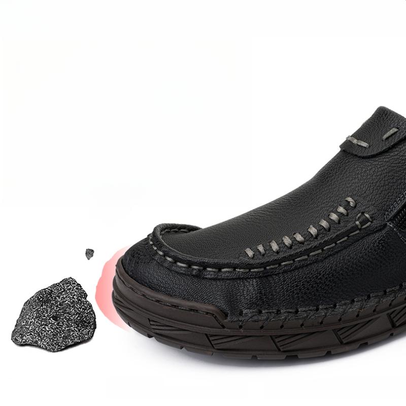 Men's Leather Boots Zipper Low Top Casual Shoes Outdoor Driving Handmade Shoes 39-48