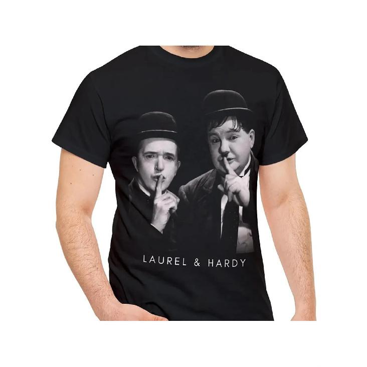 This Is a Soft And Breathable Short-Sleeved T-Shirt Featuring a Graphic of The Legendary Comedy Duo Laurel And Hardy. It'S a Humorous And Retro