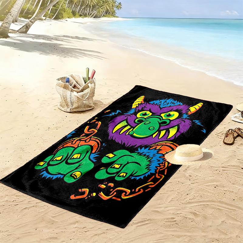 Cute Cartoon Monsters 2D Flat Print Beach Towel, Large Soft Quick Dry Towel for Beach Camping SwimmingZSTJ0915242