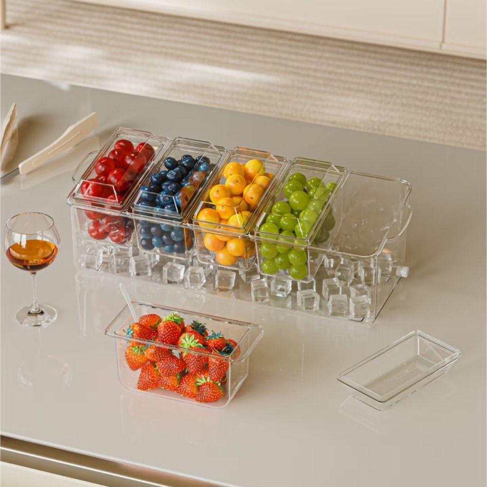 

Organizer Picnic Food Box 5 Grids Storage Boxes Salad Box Fruit Preservation Box Outdoor прозорий