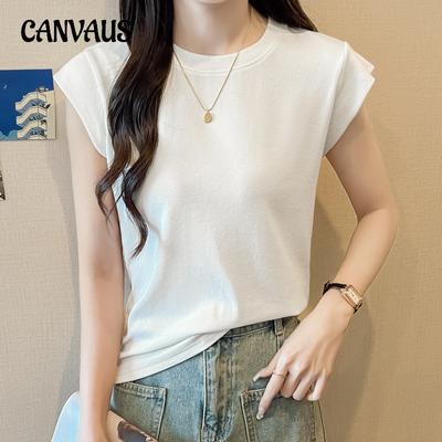 Camiseta Regata Feminina de Verão Slim Fina de Manga Curta