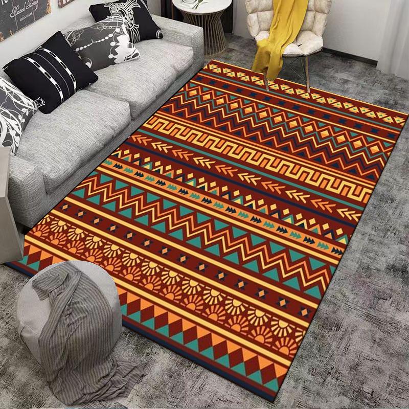 Bohemian Tribal Geometric carpet Non-slip rug suitable for living room and bedroom sofas