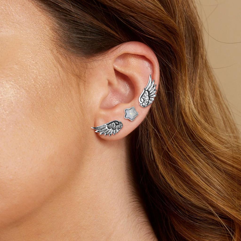 Trendy Studs Earrings for Women Students Star and Angel Wing Designs Ear Accessories Fashion Accessory