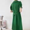New Arrivals Open Run Women Nylon Slim Fit Collar Puff Long Dress