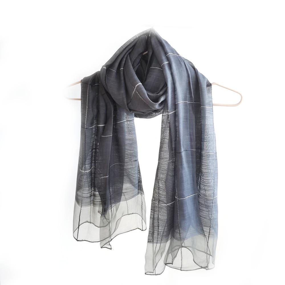 Elegant Women's Plaid Silk Scarf - Spring/Summer Shawl