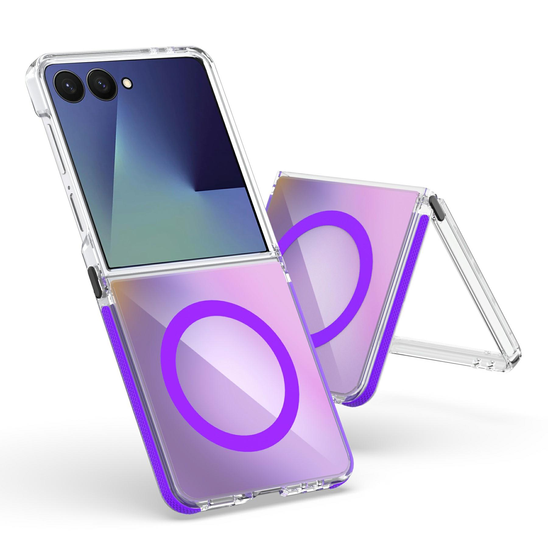 

Чехол для Samsung Galaxy Z Flip7 5G, совместимый с MagSafe, меняющий цвет, ТПУ акриловая задняя крышка для телефона Purple