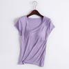Plus Size Women Short Sleeve Vest With Built In Bra Pad Casual Home Base Wear