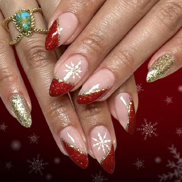 

Holiday Press On Nail French Manicure Easy Application Plastic Fakes Nail 1
