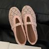 Flat Shoes Spring New Round Head Shallow Mouth Glitter Embroidery Mesh Crystal with Soft Sole Non-slip Shoes