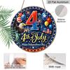 2D Flat, 1pc Round 4th of July Aluminum Hanging Sign, Patriotic Bald Eagle Statue of Liberty Balloon Firework Design, Retro Distressed Patriotic Wall