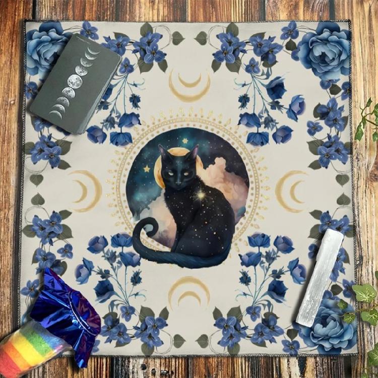 Blumenkatzenmuster Tarot-Tischdecke Astrologie Hexerei Decktuch Wanddekoration