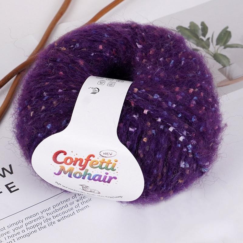 1Roll Yarn Weaving Colored-dot DIY Mohair Yarn Multi-purpose Scarf Yarn Cloth Yarn Bold Line