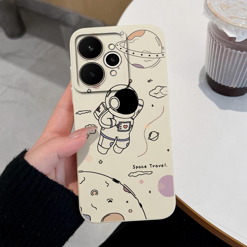 For Realme 15 C71 C73 C33 C35 Note 70 70T C21Y C25s 15T 15X Phone Covers Cute Moon Astronaut Patterns Liquid Silicone Dustproof Shell For Realme Cases