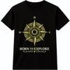 Compass T Shirt Born To Explore Adventure Travel Hiking Outdoor Graphic Tee