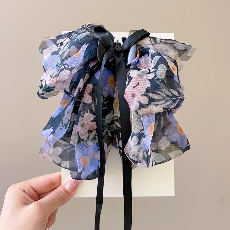 1 Pcs Fashion Chiffon Floral Bow Putte Hair Claws For Women Girls Party Hair Accessories