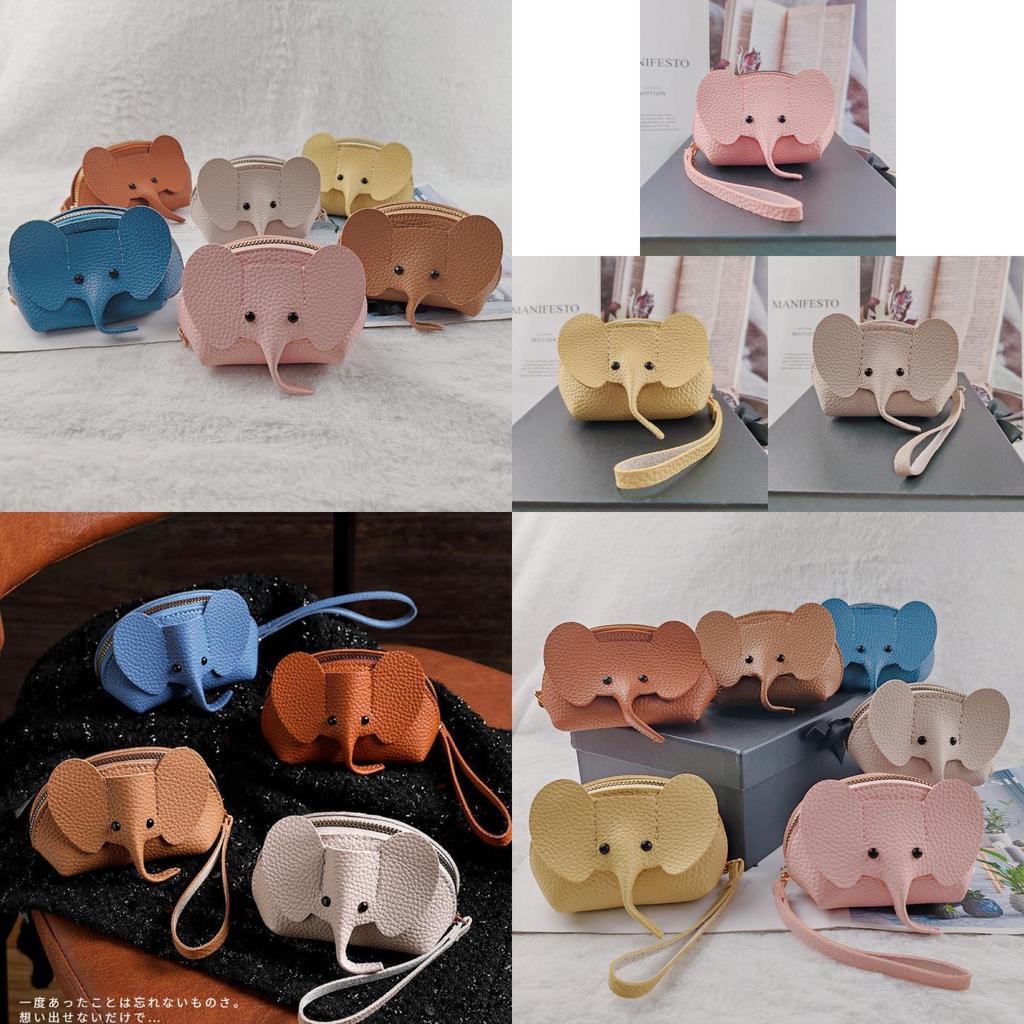 Sweet And Fresh Style Pu Leather Elephant Coin Purse Women's Bag Pendant Card Holder Lipstick Bag Zipper Coin Purse Lemon Yellow