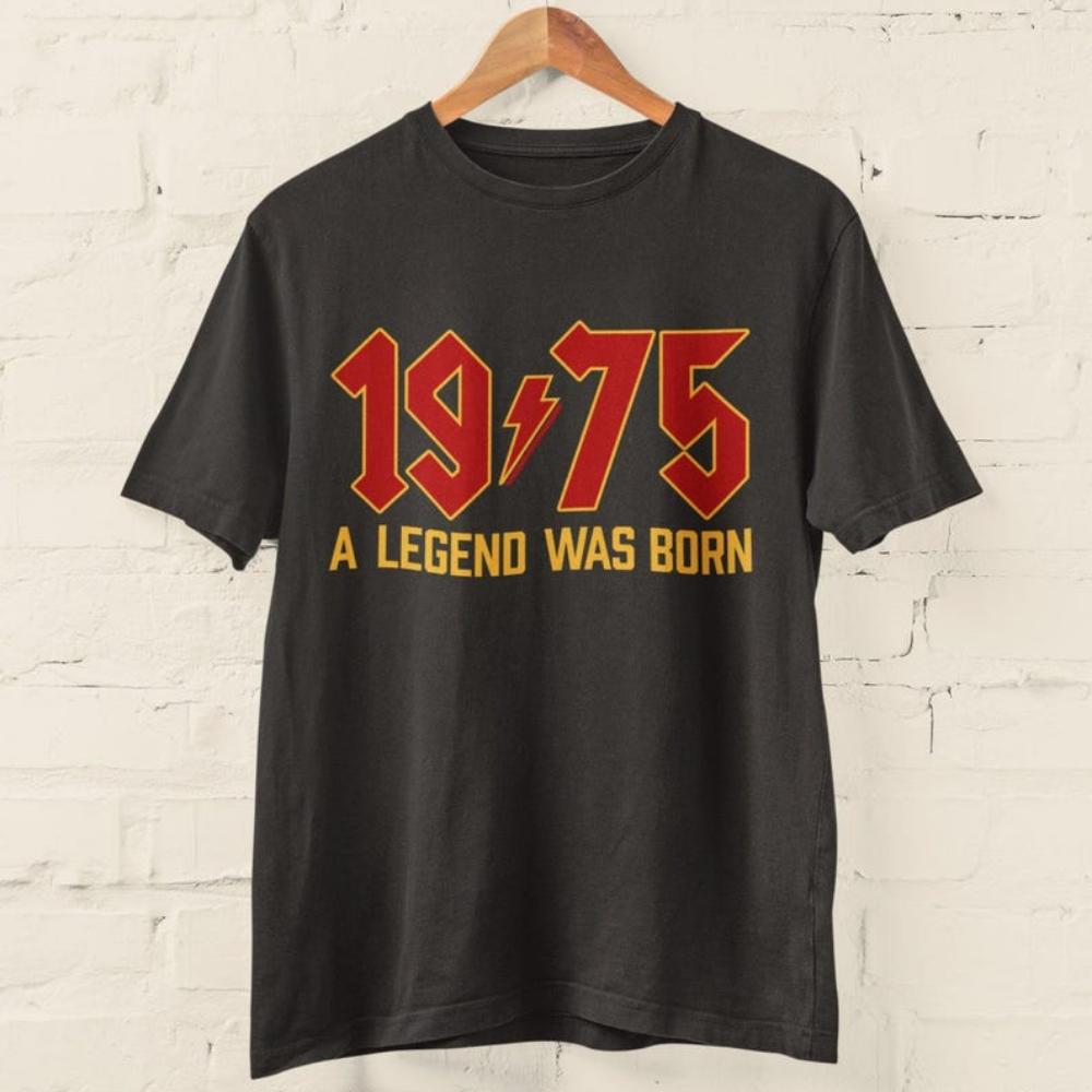 50th Birthday T Shirt 2025 1975 A Legend Was Born Retro Heavy Metal Rock Music Style Fiftieth Gifts for Him Personality Tops