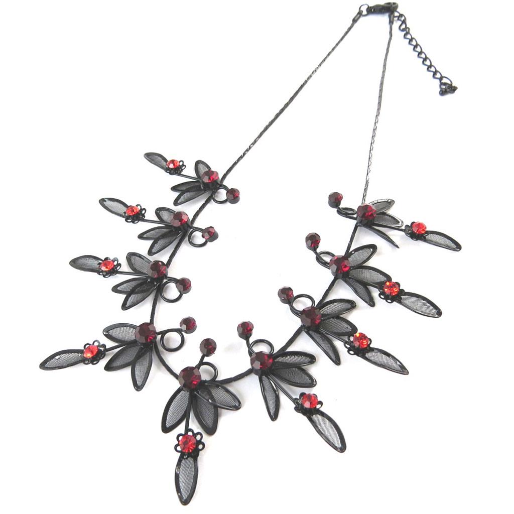 Les Trésors De Lily [N8809] - Designer Necklace 'Paradis Floral' Black Red