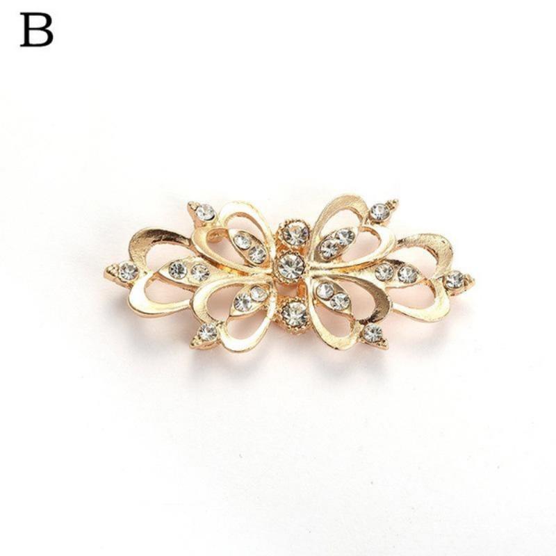 New Alloy Press-button Brooch Flower Diamond-set Cotton Coat Pair Buckle Clothing Scarf Buckle Anti-exposed Pin