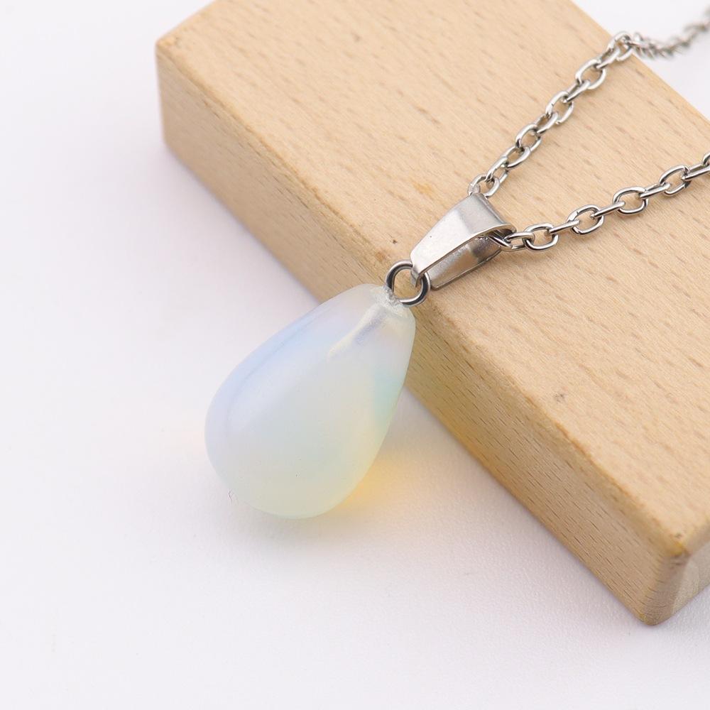 Water Drop Necklace Pendant Natural Stone Agate Round Pendant Powder Crystal 13 * 18Mm Natural Stone Pendant Necklace N765