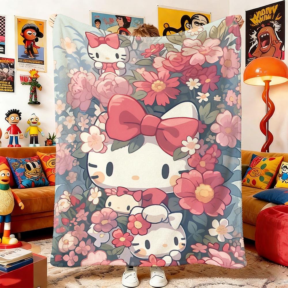 Double Blanket H-Hello K-Kitty Camping Blankets Bedspread On the Bed Home and Decoration Knee Sofas Sofa Bedspreads Picnic Throw