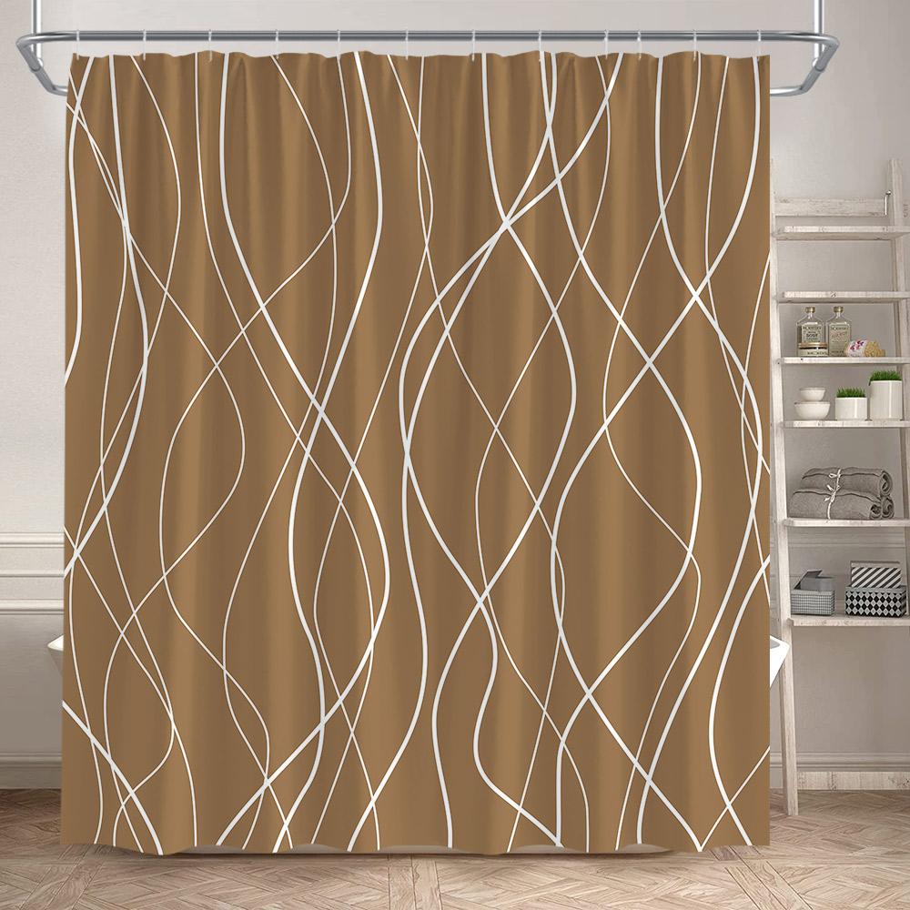 Black Striped Shower Curtains Modern Minimalism Lines Art Polyester Fabric Bathroom Bathtub Decor Bath Curtain Set With Hooks