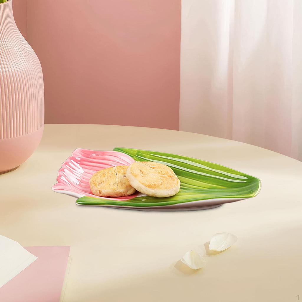 Serving Platter Fruit Bowl Flower Shape Ceramic Barbecue Dish Trinket Tea Tray for Wedding Gift