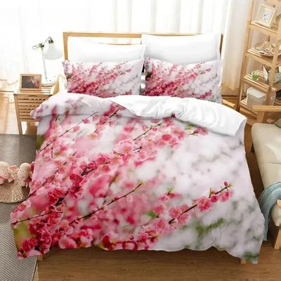 Juegos de Funda Nórdica Floral Cama Doble Funda Nórdica Escénica Cama Individual Cama Queen Juego de Cama con Funda de Almohada Poliéster