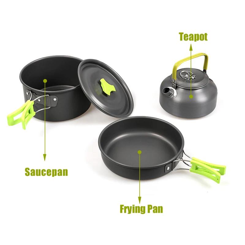 Outdoor Camping Cookware Set For 2-3 People, Lightweight Folding Pot Combination, Suitable For Outdoor Picnics And Hiking Trips