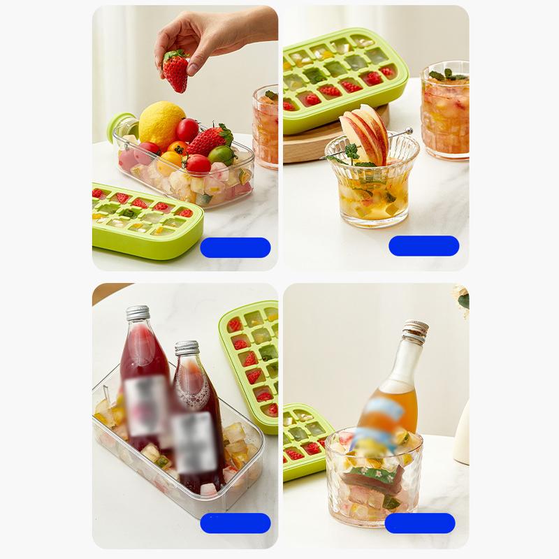 12 Grid 2-in-1 Portable Ice Tray Ice Maker Straw Water Bottle Ice Making Mold Silicone Kitchen Tools Household Ice Maker 500ML