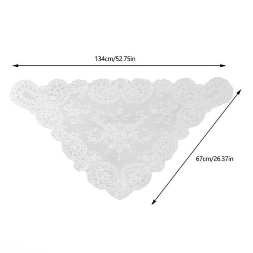 Retro Elegant Lace Triangle Scarf Vintage French Style Head Covering Scarf Shawl Pure Color Hollow Wedding Headscarf Party