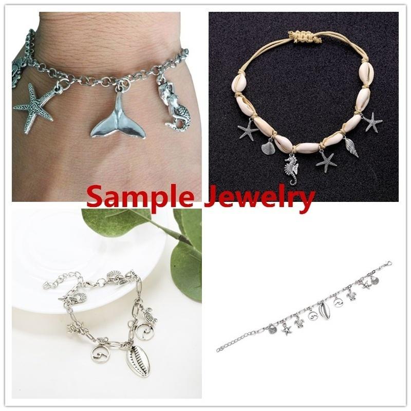50 Tibetan Silver Mixed Seahorse Shell Starfish Turtle Ocean Charms Pendant and 100pcs Flower Beads Caps Jewelry DIY Accessories