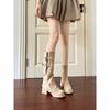 Cowhide~ Autumn and winter tall boots, genuine leather, two wear removable retro high-heeled boots, thick-soled thick-heeled trousers, women's boots