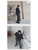 Men's Retro Washed Denim Ink Suit - Trendy Two-Piece Jacket & Trousers Set